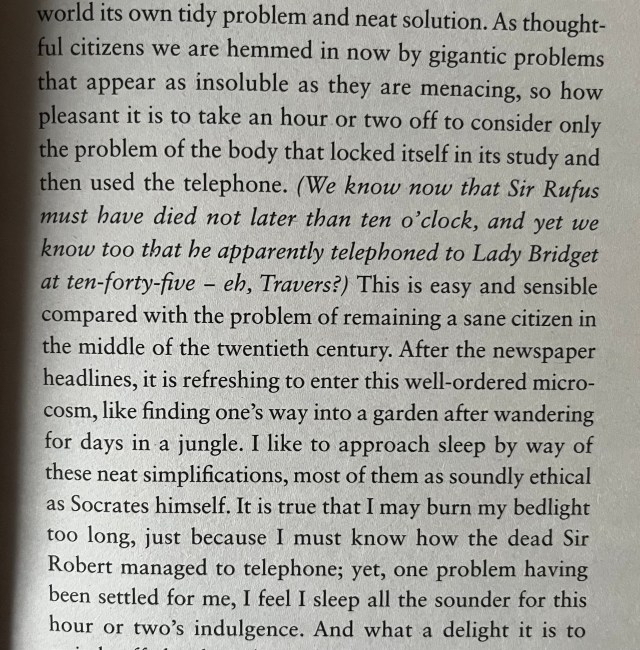 An excerpt from J.B. Priestley's essay on the comforts of reading crime fiction